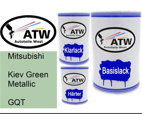 Mitsubishi, Kiev Green Metallic, GQT: 500ml Lackdose + 500ml Klarlack + 250ml Härter - Set, von ATW Autoteile West.